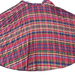 VTG Tartan Plaid Circle Skirt fully lined Preppy wool pleated